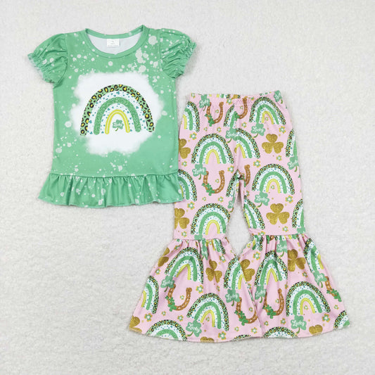 Baby Girls Lucky St. Patrick's Day Bell Bottom Pants Outfit
