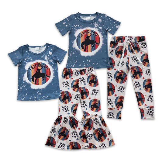 Girls and Boys Sibling Let's Rodeo Pants Set