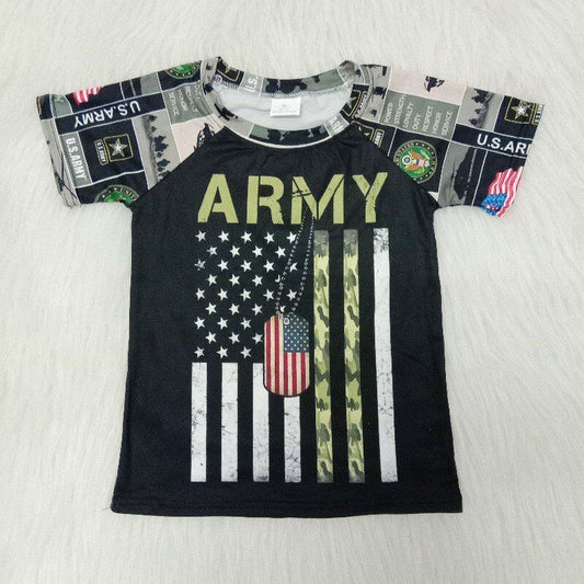 Kids Boutique Army Short Sleeve Top Boys