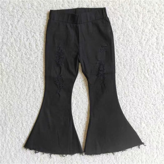 C8-2 Black Color Elastic Waist Denim Pants