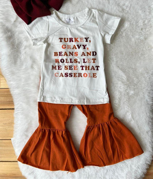 Girls Thanksgiving Day Turkey Gravy Outfit and Boys Top