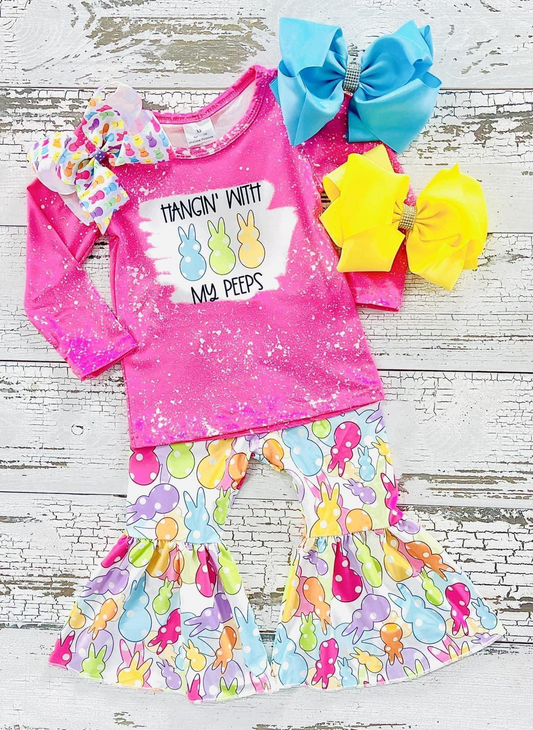 Easter Cute Bunny Set Hanging With My Peeps Bell Pants Set