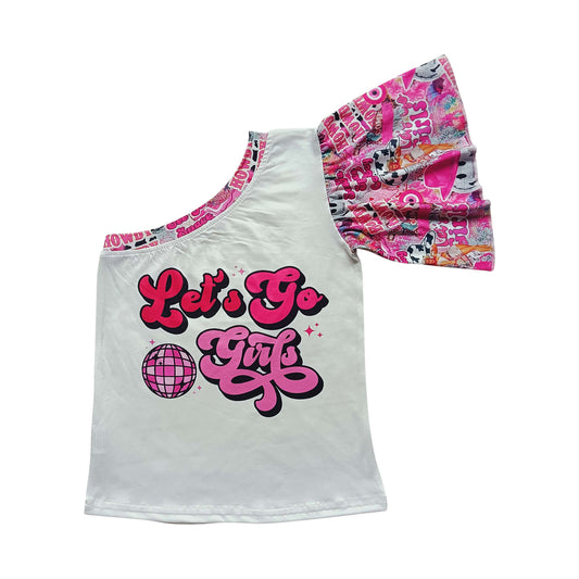 GT0167 Let's Go Girls Single Shoulder Sleeve T-shirt Top