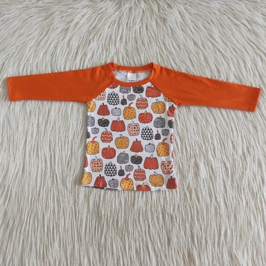 Boys Orange Sleeve Pumpkin Shirt