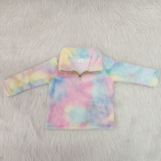 Winter Fall Warm Colorful Tie Dye Long Sleeve Pullover Top
