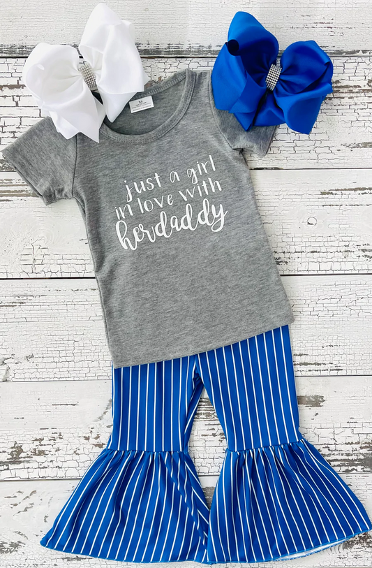 B8-3 Just a Girl In Love With Her Daddy Blue Stripe Bell Bottoms Outfit