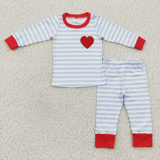 BLP0149  Valentine's Day KidsBoys Embroidery Red Heart Pajamas Set