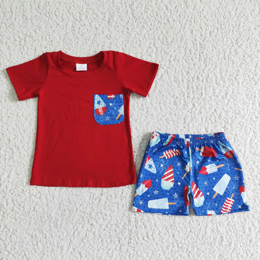 BSSO0025 Summer Boys Cartoon July 4th  Outfit