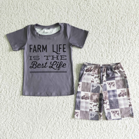 BSSO0029  Farm Life Is The Best Life Summer Boys Outfit