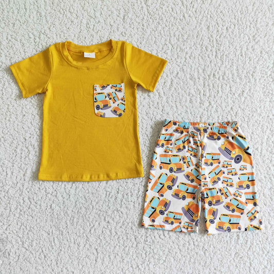 BSSO0041 Baby Boys School Bus Outfit