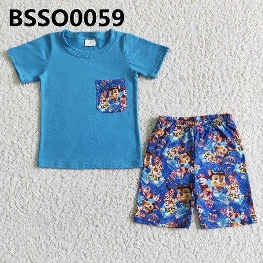 BSSO0059 Summer Boys Cartoon Dog Outfit