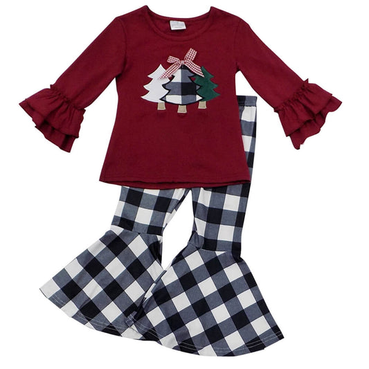 Girls Embroidery Christmas Tree Boutique outfit