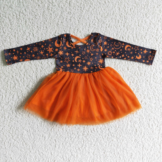 GLD0017 Baby Girls Halloween Tulle Long Sleeve Dress