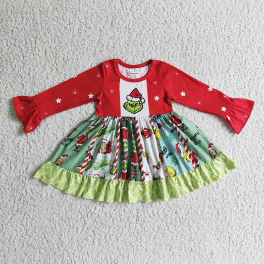 GLD0099 Baby Girls Christmas Cartoon Dress