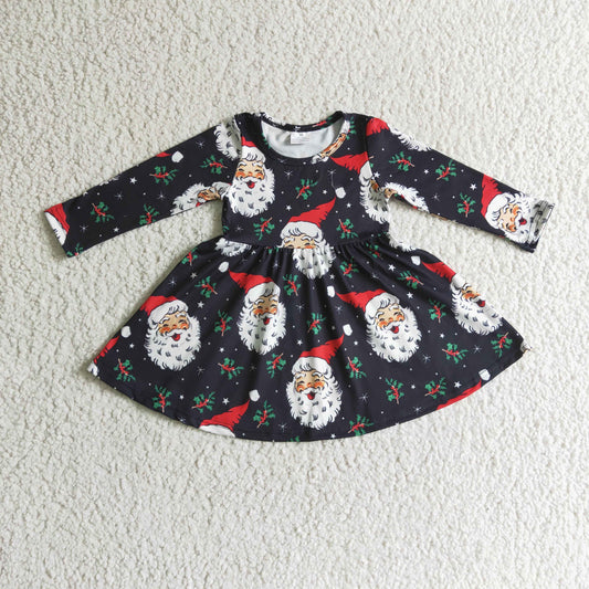 GLD0102 Kids  Girls Christmas Santa Black Color Dress