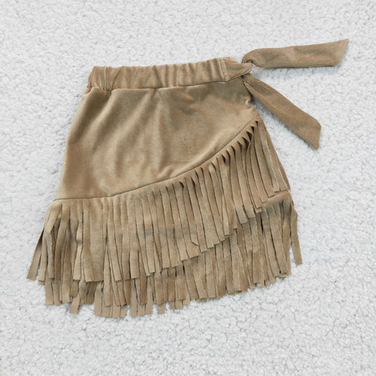 GLK0004 Kids Girls Velvet Skirt With Tassels