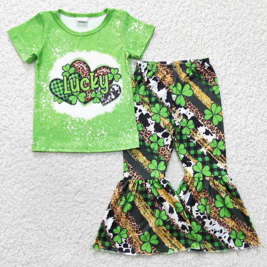 GSPO0356 St. Patrick's Day Lucky Top Bell Pants Outfit
