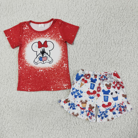 GSSO0110 Baby Girls 4th July Cartoon Outfit