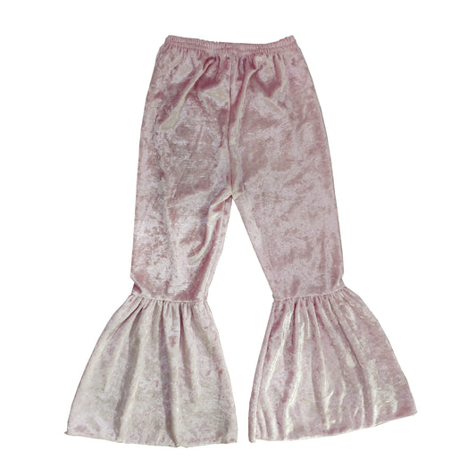 Light Pink Color Velvet Bell Bottom Pants