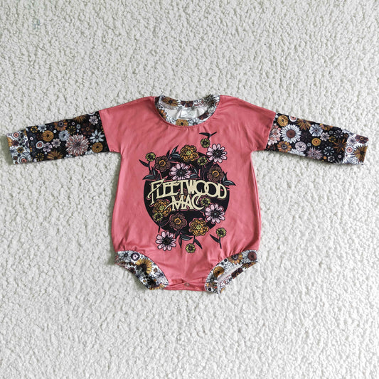 LR0020  Baby Girls Floral Long Sleeve Shirt Rompe r