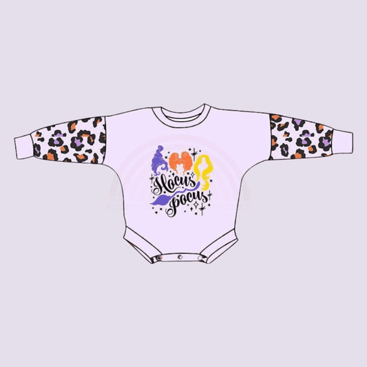 (Pre-order) LR0062 Baby Girls Halloween Cartoon Leopard Long Sleeve Shirt Romper