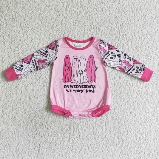 LR0098 Baby Girls Halloween Pink Shirt Romper