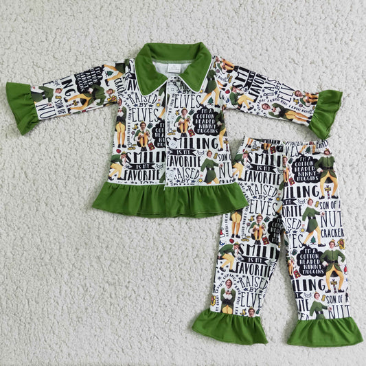 Girls Elve Green Pajamas Set