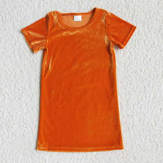 Orange Color Velvet Dress