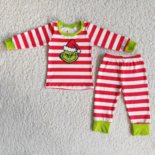 Baby Boys  Christmas Red Striped Pajamas Set