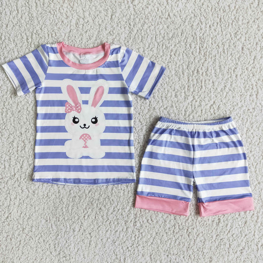 Baby Girls Easter Purple Striped Bunny Outfit