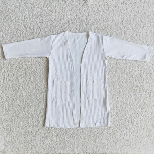 White Color 100% Cotton Long Sleeve Spring Cardigan