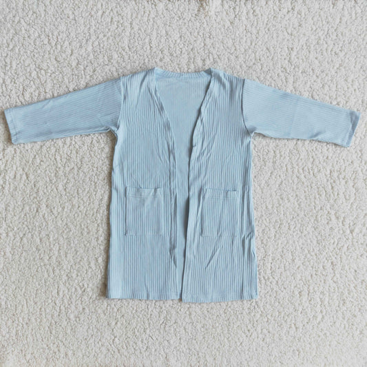 Blue 100% Cotton Long Sleeve Spring Cardigan