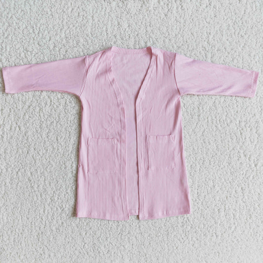 Light Pink 100% Cotton Long Sleeve Spring Cardigan