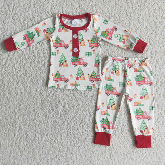 Kids Boys Christmas Tree Truck Outfit