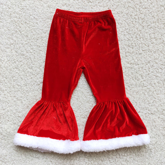 Fashion Christmas Velvet Red Bell Bottom Pants