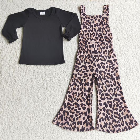 BLACK COTTON TOP LEOPARD OVERALL PANTS OUTFIT