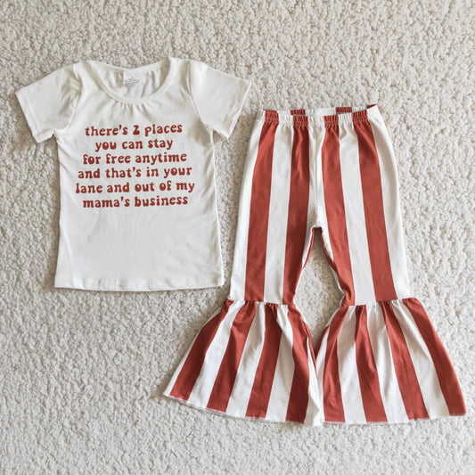 Top and Striped Pants Set