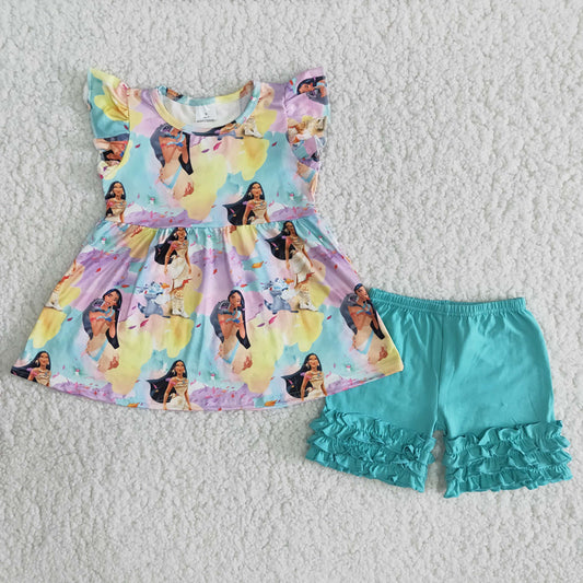 Kids Girls Summer Princess Summer Shorts Set