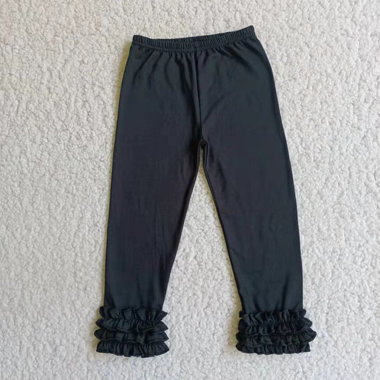 Black Solid Color Cotton Icing Pants