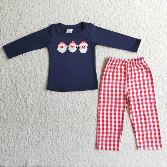 Boys Santa Embroidery Outfit