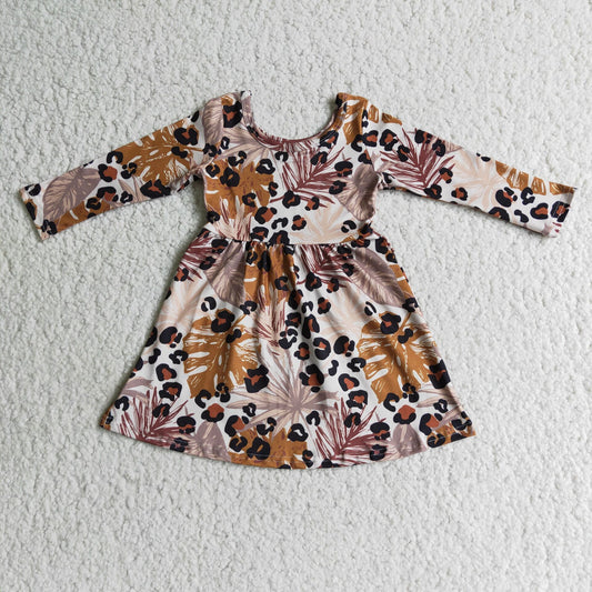Leopard Leaf Long Sleeve Dress