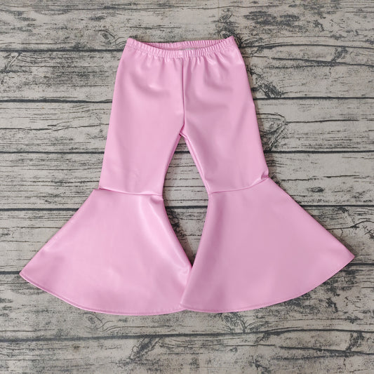 Pre-order P0049 Baby Girls Double Ruffle Pink leather  Pants