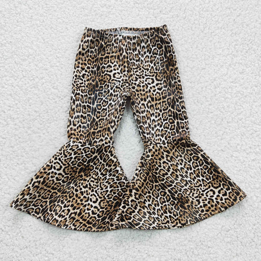 P0050 Kids Girls Fashion Leopard Leather Pants