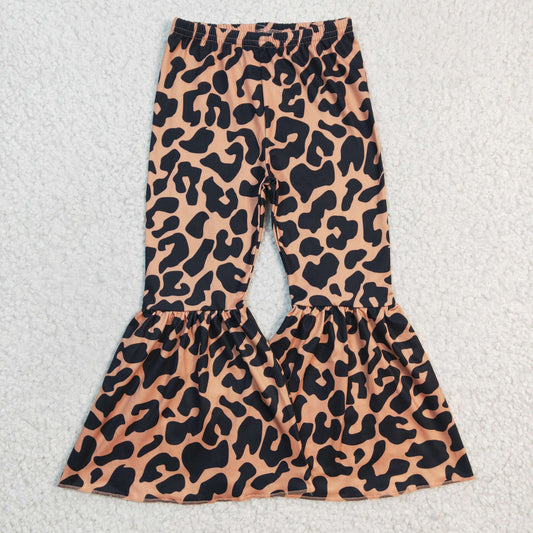 P0053 Kids Girls Leopard Bell Bottom Pants