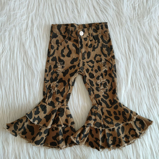 Cheetah Double Ruffle Jeans Pants