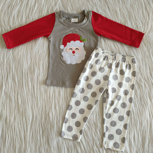 Promotion Boys Christmas Embroidery Polka Dot Pajamas Set