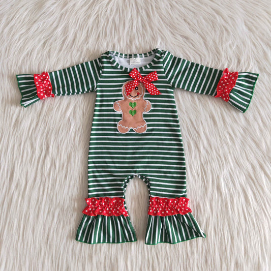 Girls Christmas Embroidery Gingersnap Romper
