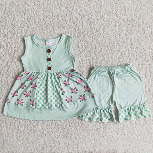 Summer Green Floral Vintage Outfit