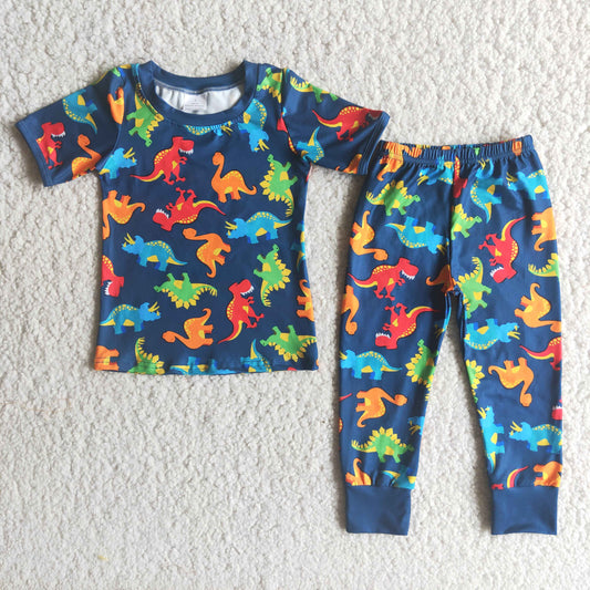 Boys Short Sleeve Dinosaur Pajamas Set