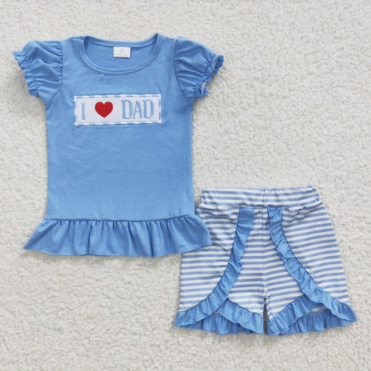 GSSO0187 Summer Girls I Love Dad Shorts Set